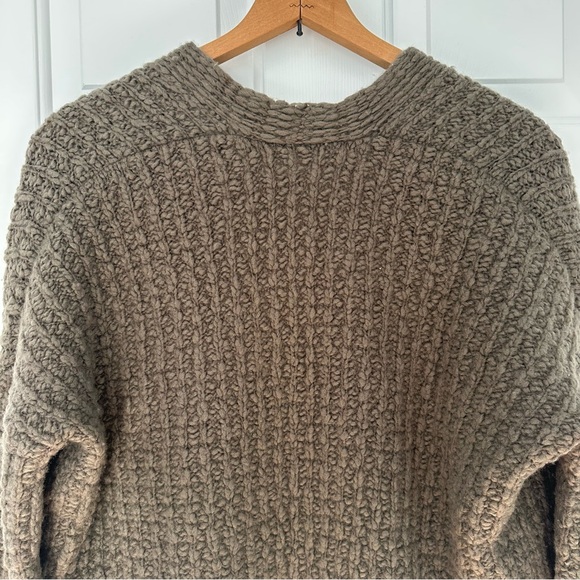 Vince Wool Cashmere Blend Waffle Stitch Open Front Cardigan Sweater Brown Gray S - Picture 7 of 9